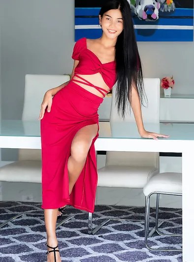 Vina Rae’s Sexy Red Dress Striptease