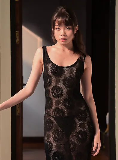 Sowan Takes Off Black Seethrough Dress