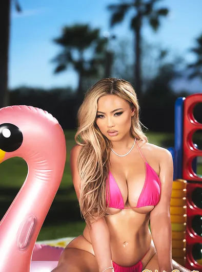 Kazumi Squirts on Pink Flamingo Poolside