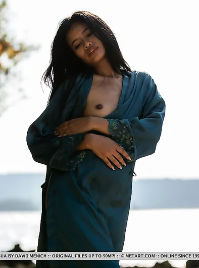 Bua Apinya Strips Naked on Rocky Beach