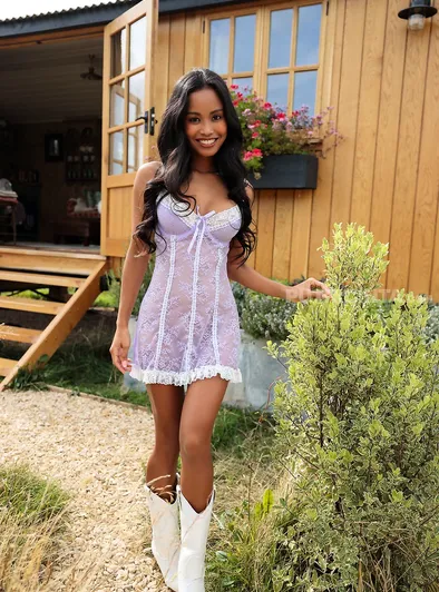 Putri Cinta Waters Flowers Topless Outdoors