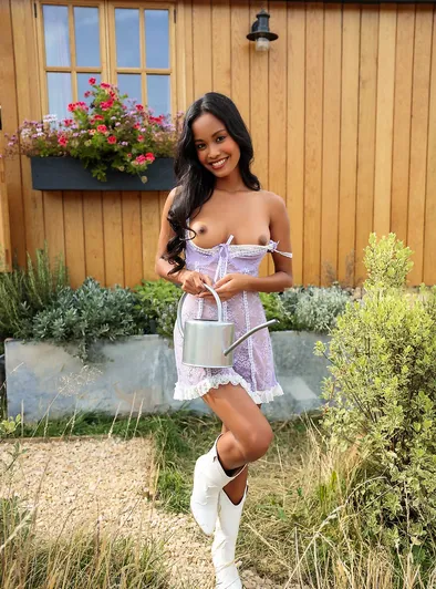 Putri Cinta Waters Flowers Topless Outdoors