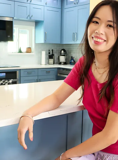 Jade Sky Kitchen Strip and Dildo Masturbation