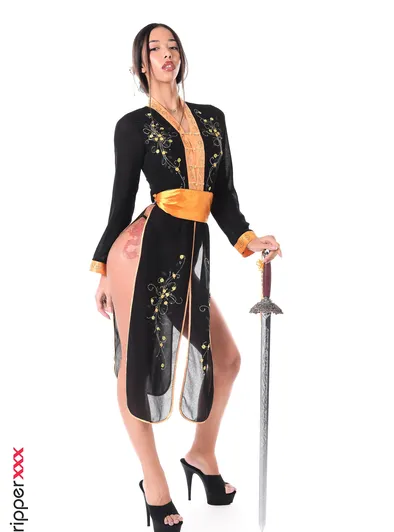 Lia Lin Samurai Kimono Strip With Sword and Dildo