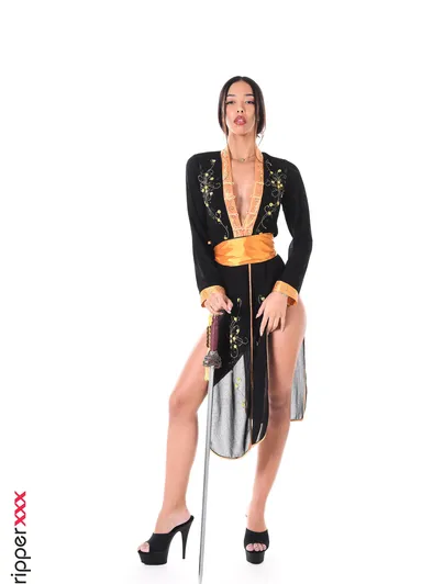 Lia Lin Samurai Kimono Strip With Sword and Dildo