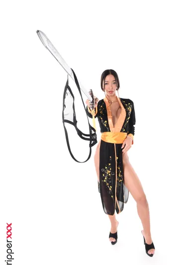 Lia Lin Samurai Kimono Strip With Sword and Dildo