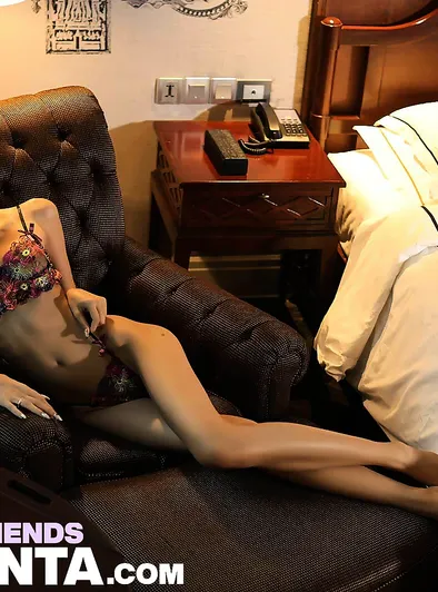 Sasha Lin Strips Colorful Lingerie Nude Hotel Tease