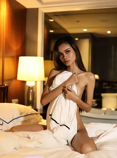 Sasha Lin Strips Colorful Lingerie Nude Hotel Tease