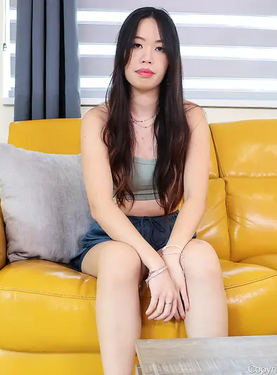 Jade Sky Fingers Her Shaved Pussy Wide