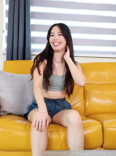 Jade Sky Fingers Her Shaved Pussy Wide