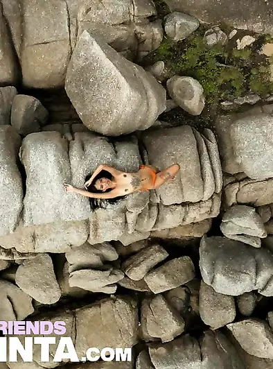 Misu Nude Tease On Tropical Beach Rocks
