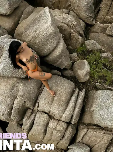 Misu Nude Tease On Tropical Beach Rocks