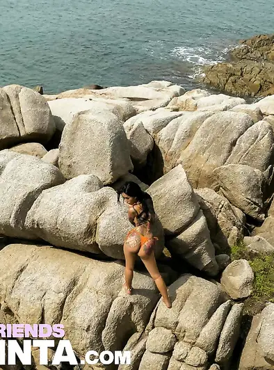 Misu Nude Tease On Tropical Beach Rocks