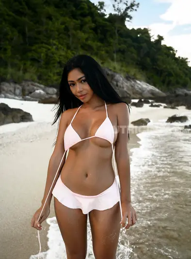Scarlet Assian Turns Up the Heat on a Tropical Beach