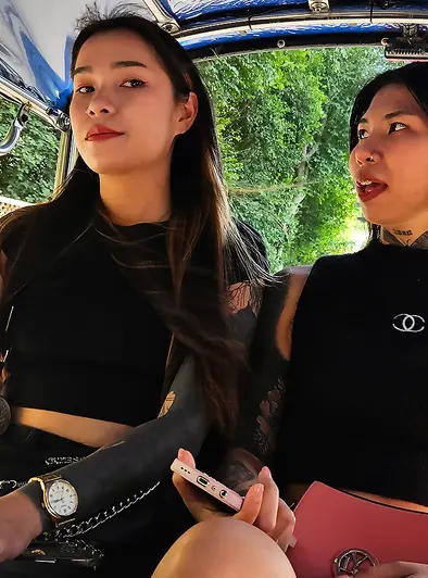 Tattooed Thai Babes Blow And Ride In Hot Threesome
