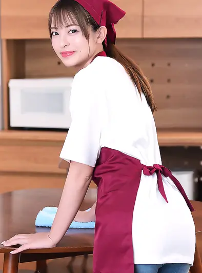 Miko Sakura Cleans Up Then Strips Down
