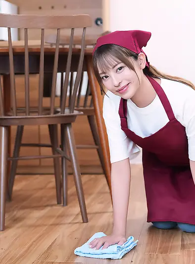 Miko Sakura Cleans Up Then Strips Down