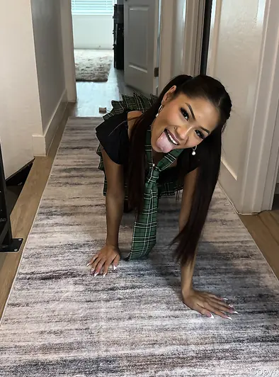 Leilani Voss Teases In Her Tiny Schoolgirl Outfit