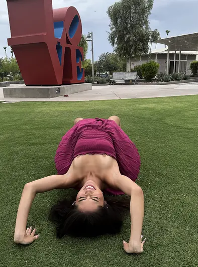 Leilani Voss Flashes And Bends All Over Outside