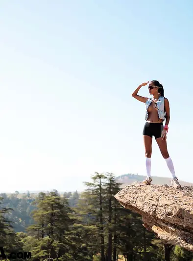 Putri Cinta Goes Topless On A Sunny Trail