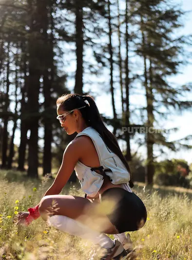 Putri Cinta Goes Topless On A Sunny Trail