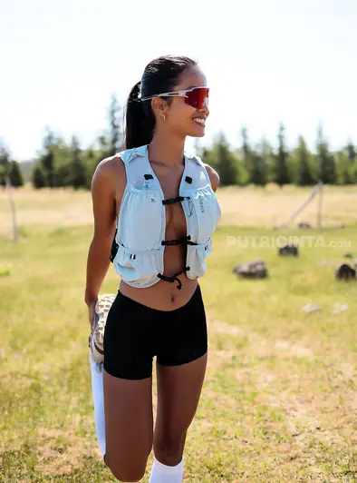 Putri Cinta Goes Topless On A Sunny Trail