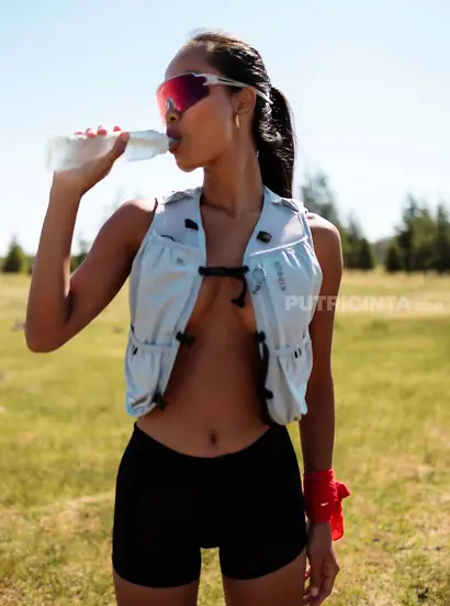 Putri Cinta Goes Topless On A Sunny Trail